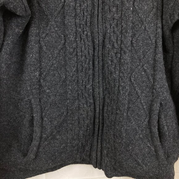 Aran Isles Ireland Womens L Gray 100% Wool Chunky Cable Knit Full Zip Sweater - Picture 4 of 8